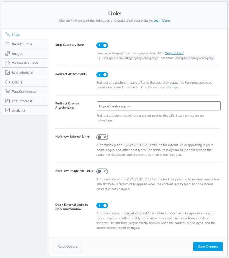 Cấu hình Link trong Rank Math Seo