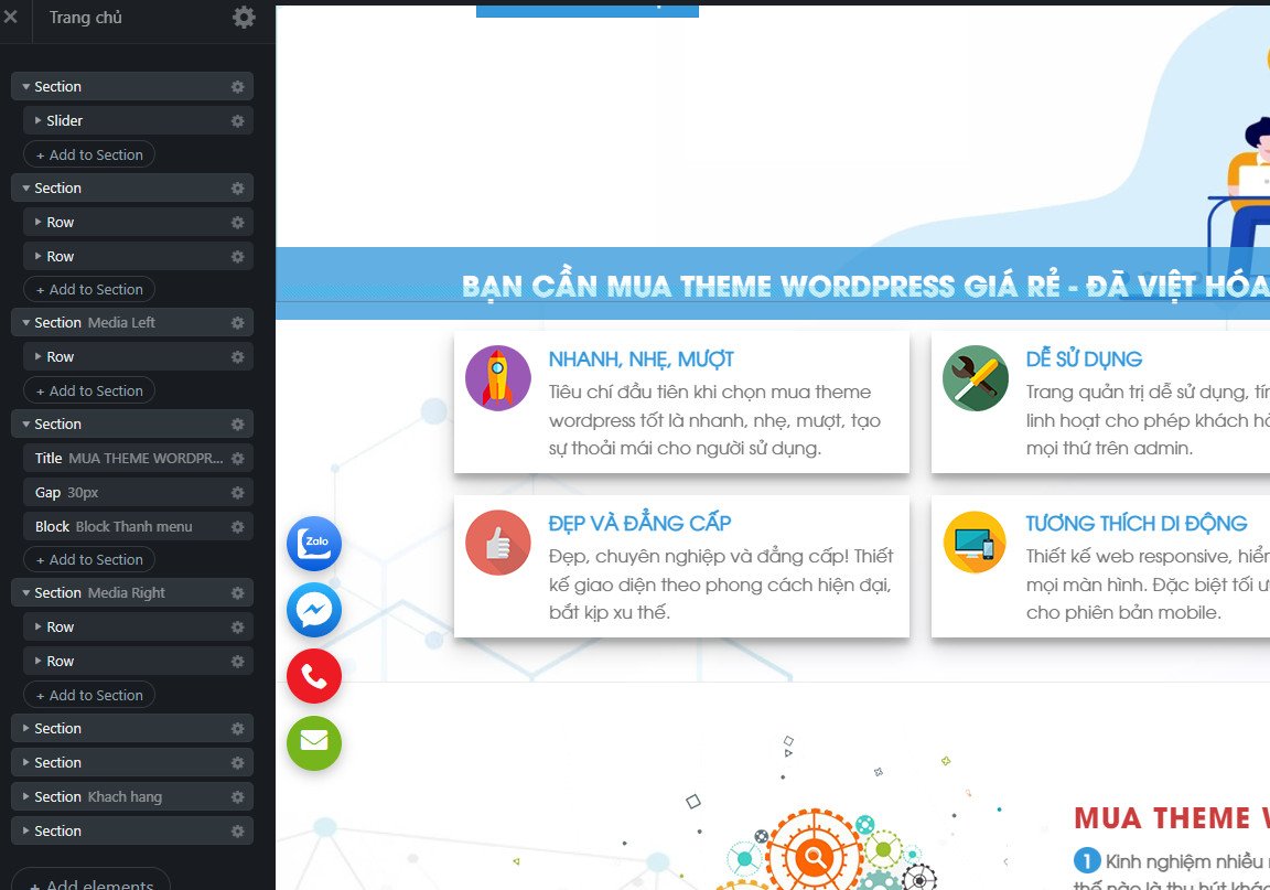 ux-builder-flatsome Trình kéo thả UX Builder vô cùng mạnh mẽ của Flatsome
